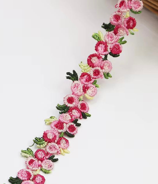 Listón San Valentín - Bordado Flores Rosas y Durazno