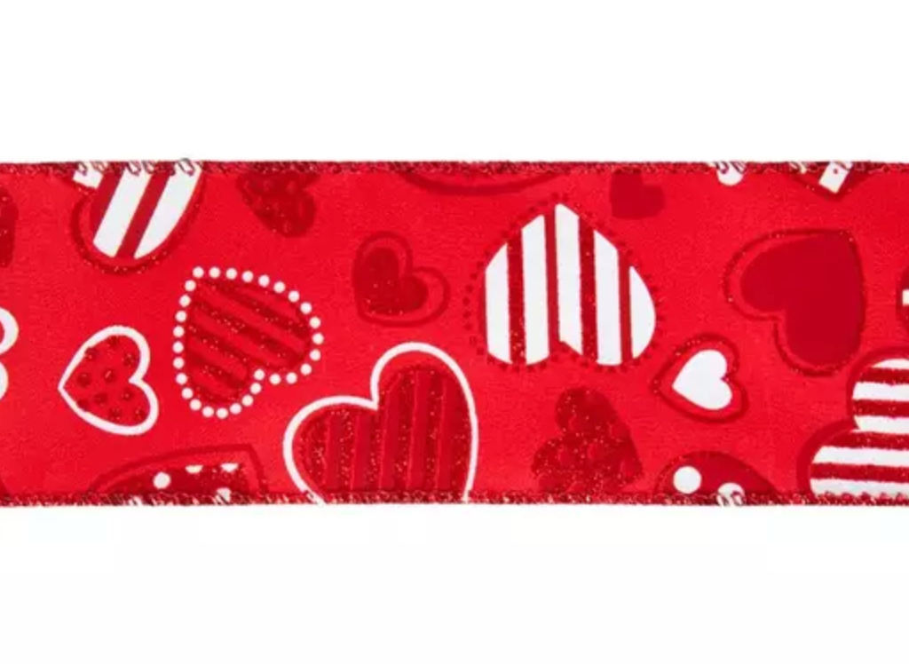 Listón San Valentín - Corazones Blancos