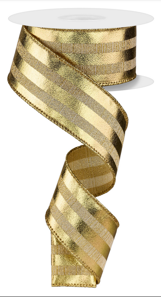 Liston Navideño - Gold Vertical Stripes