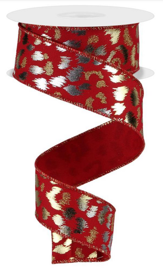 Listón Navideño - Rojo Leopardo