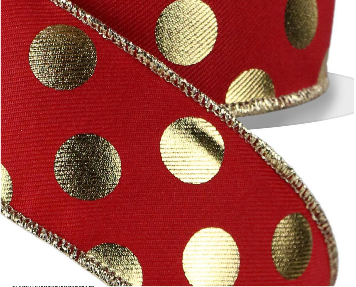 Listón con Puntos - Rojo Metallic Polka Dots