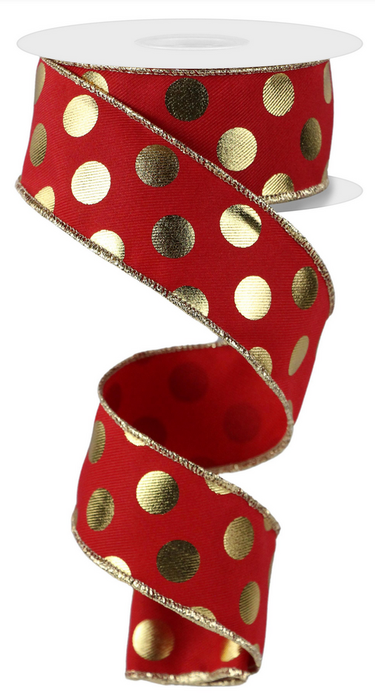 Listón con Puntos - Rojo Metallic Polka Dots