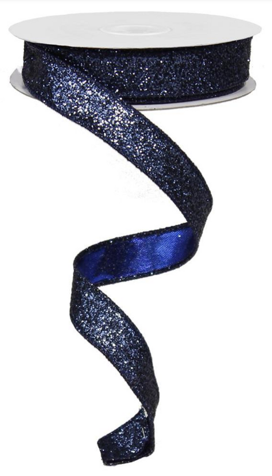 Listón Diamantina - Navy Blue Glitter on Metallic