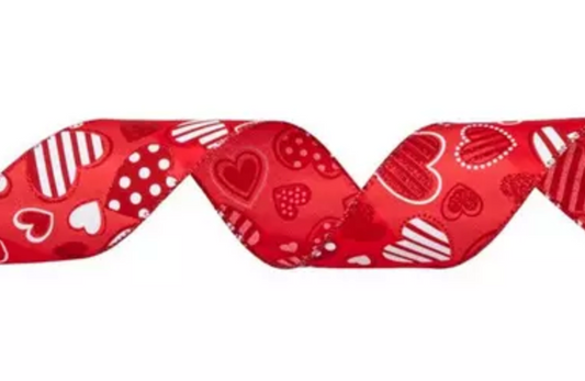 Listón San Valentín - Corazones Blancos