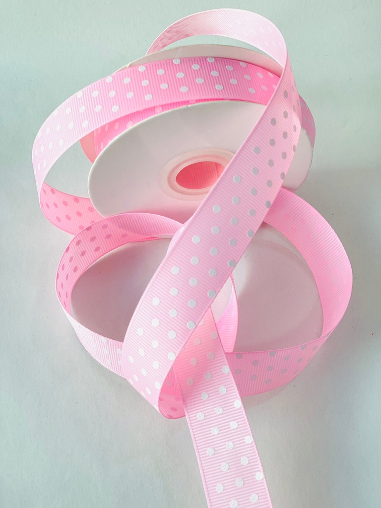 Liston Estampado Polka Rosa - (7/8" (2.2 cm) x 20 metros)