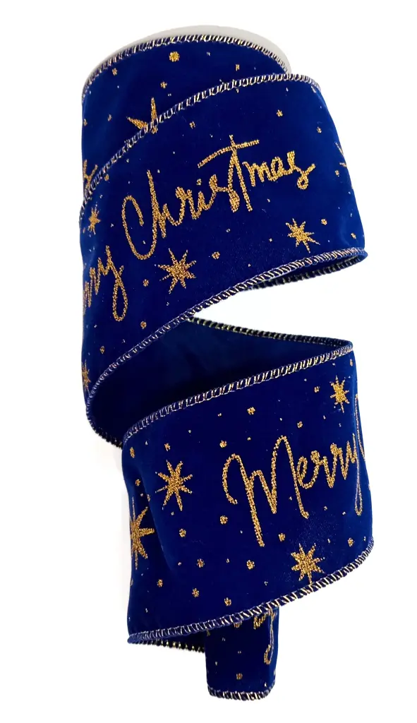 Listón Navideño - Merry Christmas Azul