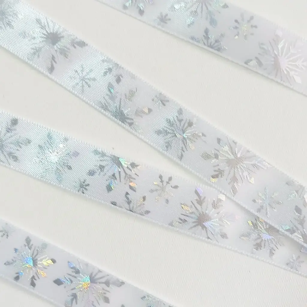 Listón Navideño - Snowflakes Silver