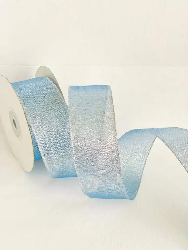 Organza Alambre Celeste Plata