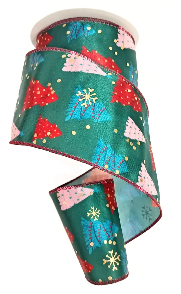 Listón Navideño - Pinos Colores