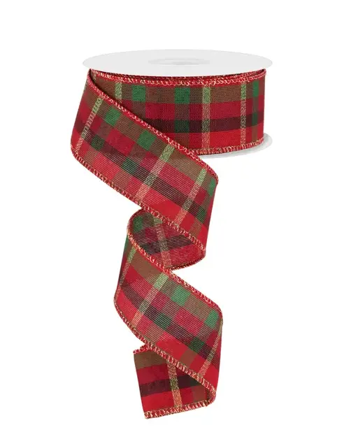 Listón Navideño - Classic Plaid Rojo