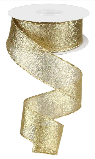 [liston-navideno-champagne-metalic-chico-christmas-ribbons-wired-alambre-alambrado] Liston Navideno Champagne Metalic Chico Christmas Ribbons Wired Alambre Alambrado - (1.5" x 10 yardas)