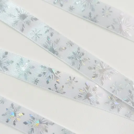 [3105] Listón Navideño - Snowflakes Silver