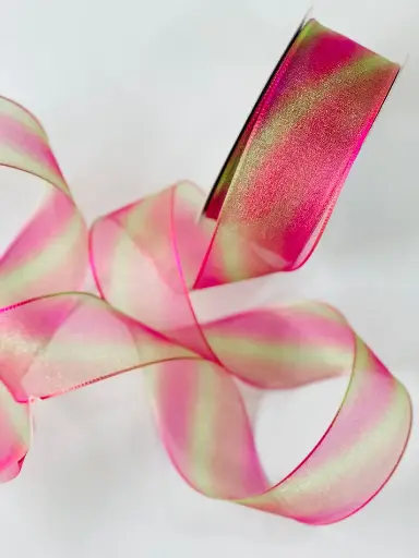 [1592] Organza Fina Verde Magenta