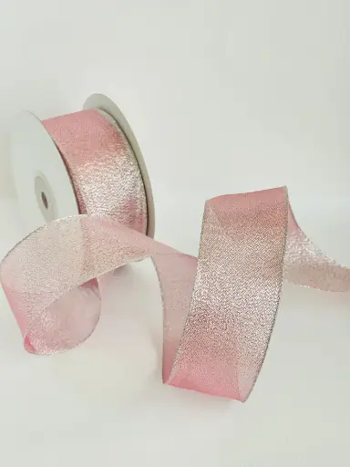 [1228] Organza Alambre Rosa Plata