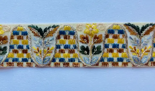 [TH-DE-3087-AM] MH - Tira Bordada Tulipan 3.8 cm - Amarillo