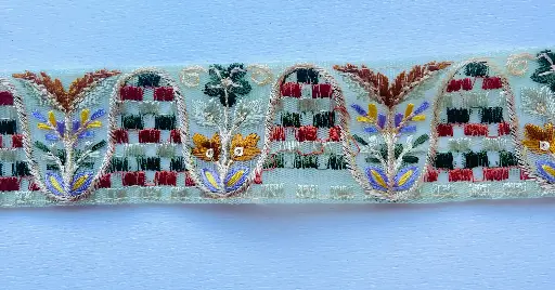 [TH-DE-3087-ME] MH - Tira Bordada Tulipan 3.8 cm - Menta