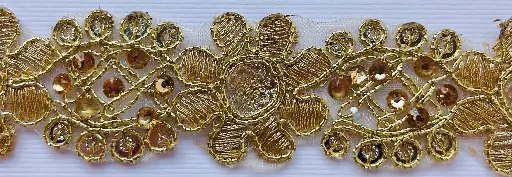 [TH-AD-752-ORO] MH - Tira Hindú 7/8" - Lentejuelas Oro